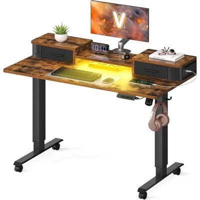 VASAGLE Electric Standing Desk - Rustic Brown - 60D x 120W cm - Standing Desk VASAGLE Electric Standing Desk - Rustic Brown - 60D x 120W cm - Standing Desk