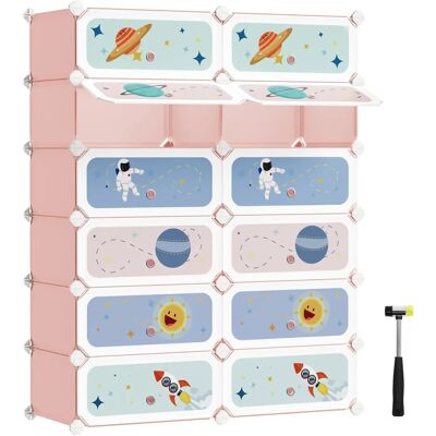 Organisateur de chaussures modulable pour enfants, thème spatial, rose gelée - Publicité Organisateur de chaussures modulable pour enfants, thème spatial, rose gelée - Publicité