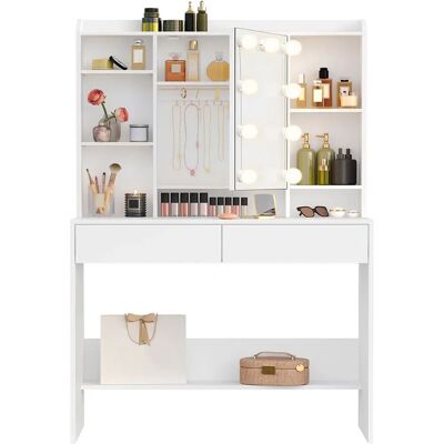 Tavolo da Trucco Vasagle con Specchio e Cassetti - Moderno Tavolo da Trucco Vasagle con Specchio e Cassetti - Moderno