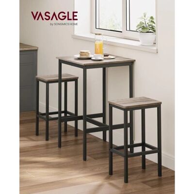 VASAGLE Mesa de Comedor de Madera y 2 Taburetes - Cocina Pequeña, Estilo Rústico Industrial VASAGLE Mesa de Comedor de Madera y 2 Taburetes - Cocina Pequeña, Estilo Rústico Industrial