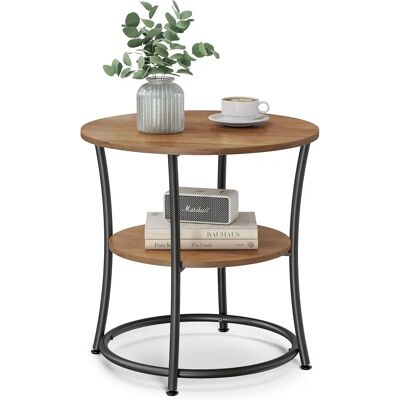 VASAGLE Noyer et Noir Table d'Appoint à 2 Niveaux - Table d'appoint VASAGLE Noyer et Noir Table d'Appoint à 2 Niveaux - Table d'appoint