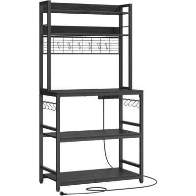 Étagère de cuisine VASAGLE avec multiprise - Support micro-ondes, panneau en grille, 14 crochets - 40x80x170cm - Publicité Étagère de cuisine VASAGLE avec multiprise - Support micro-ondes, panneau en grille, 14 crochets - 40x80x170cm - Publicité