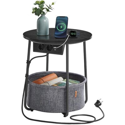 VASAGLE Kleiner Runder Beistelltisch mit Ladestation - Beistelltisch VASAGLE Kleiner Runder Beistelltisch mit Ladestation - Beistelltisch