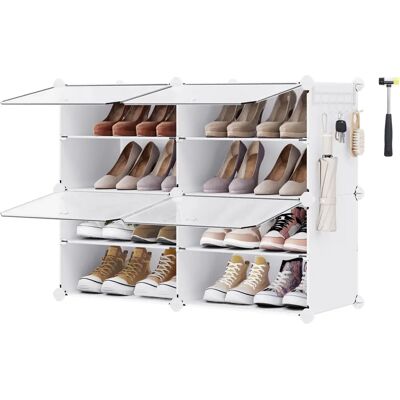 SONGMICS White Interlocking Plastic Shoe Rack - Shoe Storage SONGMICS White Interlocking Plastic Shoe Rack - Shoe Storage
