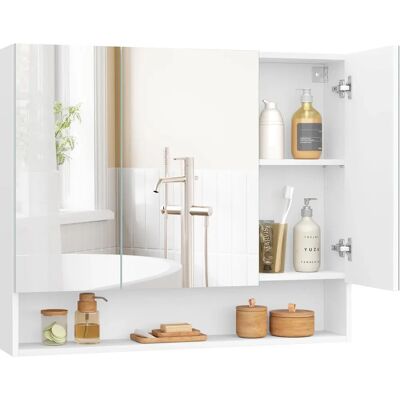 VASAGLE Bathroom Mirror Cabinet - Wall Cabinet with Mirror, Cloud White VASAGLE Bathroom Mirror Cabinet - Wall Cabinet with Mirror, Cloud White