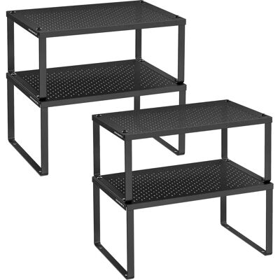SONGMICS Estantes de Especiarias de Metal Preto - Conjunto de 2 - Organizador de Cozinha SONGMICS Estantes de Especiarias de Metal Preto - Conjunto de 2 - Organizador de Cozinha