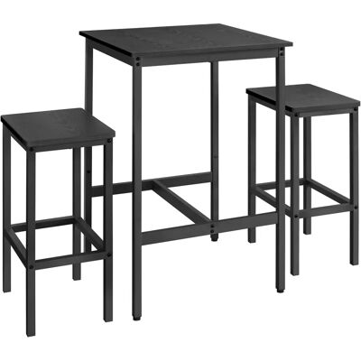 VASAGLE Vintage Braun und Schwarz Bar Set - Bartisch mit 2 Hockern VASAGLE Vintage Braun und Schwarz Bar Set - Bartisch mit 2 Hockern