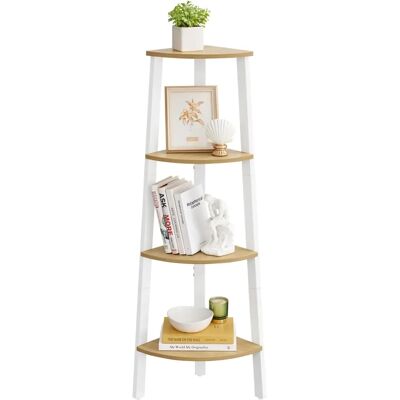 VASAGLE Natural Oak + White Corner Shelf - 4-Tier Storage Rack VASAGLE Natural Oak + White Corner Shelf - 4-Tier Storage Rack