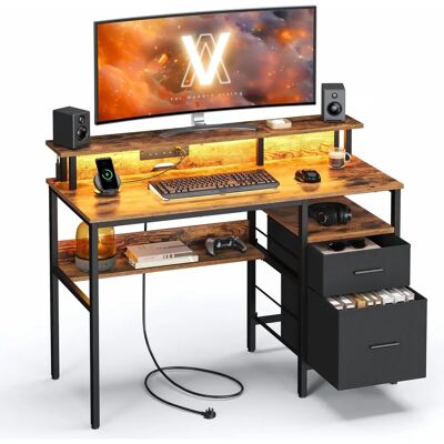 Scrivania VASAGLE con Luci LED e Porte USB - Ebano Nero - Scrivania Scrivania VASAGLE con Luci LED e Porte USB - Ebano Nero - Scrivania