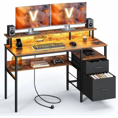VASAGLE Marca Modello - Scrivania Gaming con Luci LED, Angolare, 2 Cassetti - Ufficio Casa VASAGLE Marca Modello - Scrivania Gaming con Luci LED, Angolare, 2 Cassetti - Ufficio Casa