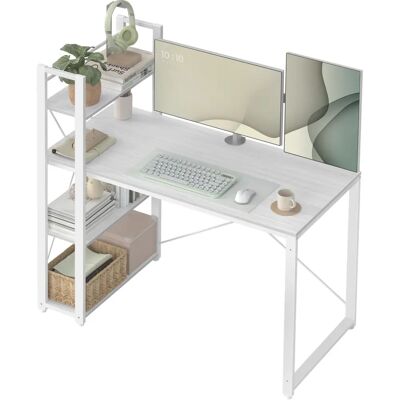 VASAGLE Bureau Érable Blanc avec Étagères - Computer Desk VASAGLE Bureau Érable Blanc avec Étagères - Computer Desk