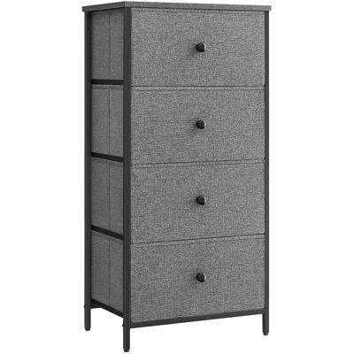 SONGMICS - Tall Slim Fabric Chest - Grey/Black - 4 Drawers - Chest of Drawers SONGMICS - Tall Slim Fabric Chest - Grey/Black - 4 Drawers - Chest of Drawers
