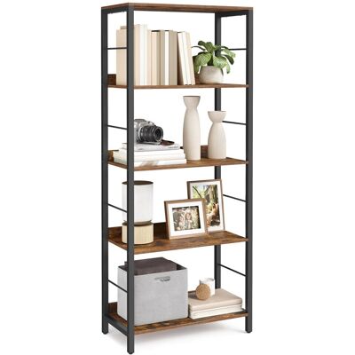 VASAGLE 5-Tier Bookshelf - Rustic Brown & Black - 144H cm VASAGLE 5-Tier Bookshelf - Rustic Brown & Black - 144H cm