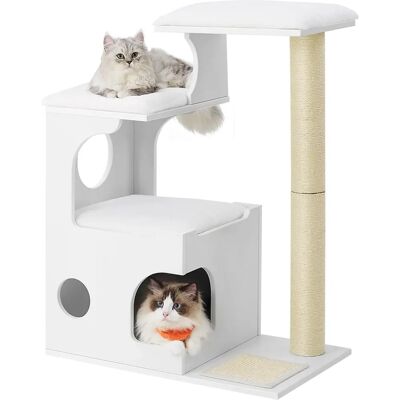 Feandrea Cat Tree - 3 Platforms, White & Rustic Brown - Cat Tree Feandrea Cat Tree - 3 Platforms, White & Rustic Brown - Cat Tree