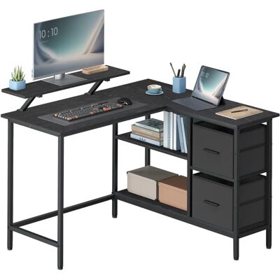 VASAGLE Schwarzer L-förmiger Schreibtisch mit 2 Schubladen - Home Office VASAGLE Schwarzer L-förmiger Schreibtisch mit 2 Schubladen - Home Office