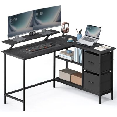 Bureau en L VASAGLE avec 2 Tiroirs - Bureau à Domicile - Publicité Bureau en L VASAGLE avec 2 Tiroirs - Bureau à Domicile - Publicité