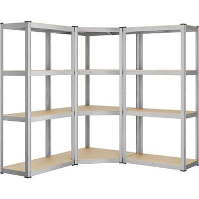 SONGMICS 4-stufige Metall-Eckregal-Set - Naturbeige & Silber SONGMICS 4-stufige Metall-Eckregal-Set - Naturbeige & Silber