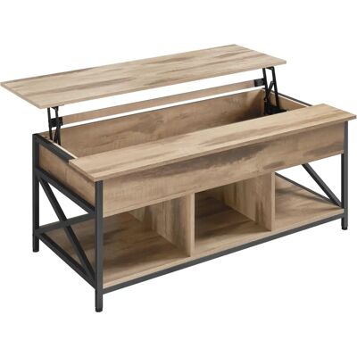 Table basse en bois VASAGLE - Réglable en hauteur - Rangement - Marron vintage et noir - Publicité Table basse en bois VASAGLE - Réglable en hauteur - Rangement - Marron vintage et noir - Publicité