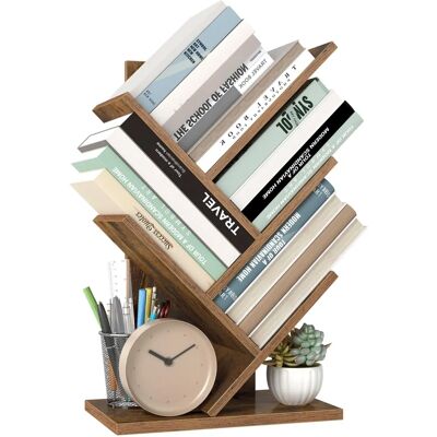 Bibliothèque arbre à 5 niveaux avec étagères en bois - Bibliothèque - Publicité Bibliothèque arbre à 5 niveaux avec étagères en bois - Bibliothèque - Publicité