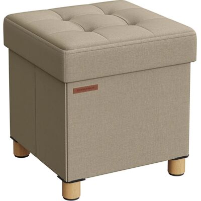 Pouf avec rangement marron camel - storage ottoman - Publicité Pouf avec rangement marron camel - storage ottoman - Publicité