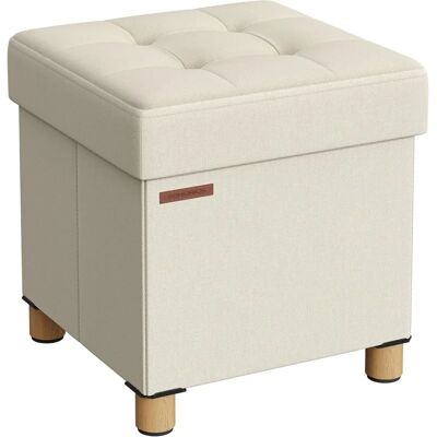 SONGMICS Sgabello contenitore - Bianco crema - 38x38x40cm SONGMICS Sgabello contenitore - Bianco crema - 38x38x40cm