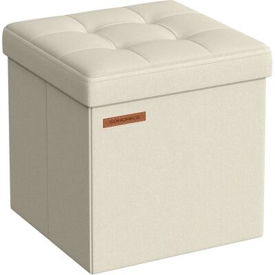 SONGMICS Cremeweiß Klappbarer Sitzhocker - Storage Ottoman SONGMICS Cremeweiß Klappbarer Sitzhocker - Storage Ottoman