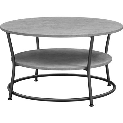 VASAGLE Couchtisch mit 2 Ablagen - Rund, Industrie-Design VASAGLE Couchtisch mit 2 Ablagen - Rund, Industrie-Design