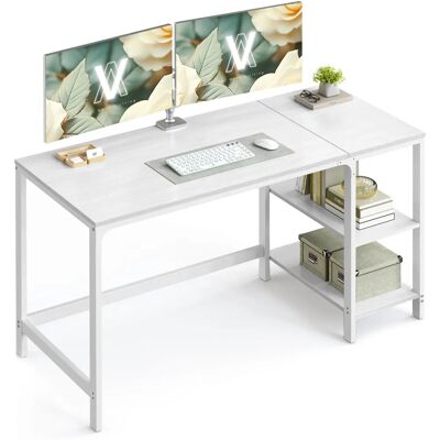 VASAGLE Maple White Writing Desk with 2 Shelves - Office Furniture VASAGLE Maple White Writing Desk with 2 Shelves - Office Furniture