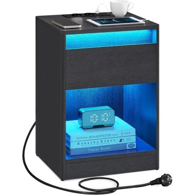 Nuit de VASAGLE avec chargeur USB - LED réglable, moderne, tiroir Nuit de VASAGLE avec chargeur USB - LED réglable, moderne, tiroir