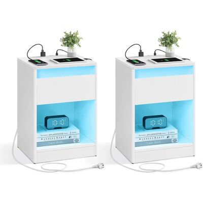 VASAGLE Nachttisch mit USB-Ports - Modern, Wolkenweiß VASAGLE Nachttisch mit USB-Ports - Modern, Wolkenweiß