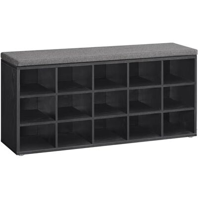 VASAGLE Schuhschrank mit Sitz - 15 Fächer - Schwarz-Walnuss + Schiefergrau VASAGLE Schuhschrank mit Sitz - 15 Fächer - Schwarz-Walnuss + Schiefergrau