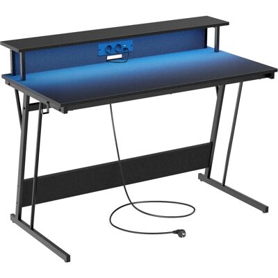 VASAGLE Pelipöytä LED-valolla ja pistorasioilla - 120x60cm VASAGLE Pelipöytä LED-valolla ja pistorasioilla - 120x60cm