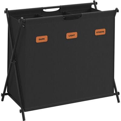 SONGMICS Tintenschwarz Wäschekorb mit 2 Fächern & X-Rahmen - 115 L Wäschekorb SONGMICS Tintenschwarz Wäschekorb mit 2 Fächern & X-Rahmen - 115 L Wäschekorb