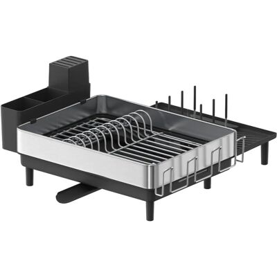 SONGMICS Stainless Steel Dish Drainer Rack - Silver + Black SONGMICS Stainless Steel Dish Drainer Rack - Silver + Black