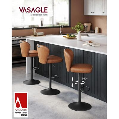 VASAGLE EKHO - 2 pyörivää baarituolia, korkeudeltaan säädettävä, Mid-Century-Modern VASAGLE EKHO - 2 pyörivää baarituolia, korkeudeltaan säädettävä, Mid-Century-Modern