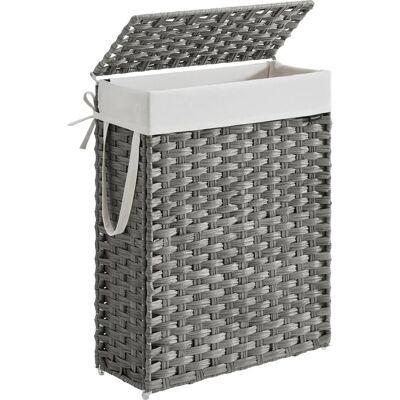 SONGMICS Wäschekorb - Faltbares Synthetisches Rattan, 55L, Grau SONGMICS Wäschekorb - Faltbares Synthetisches Rattan, 55L, Grau