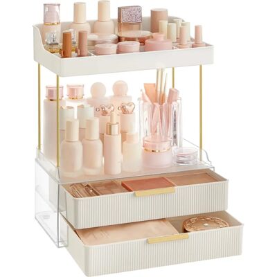 Organisateur de maquillage blanc à 4 niveaux - Rangement cosmétique - Publicité Organisateur de maquillage blanc à 4 niveaux - Rangement cosmétique - Publicité
