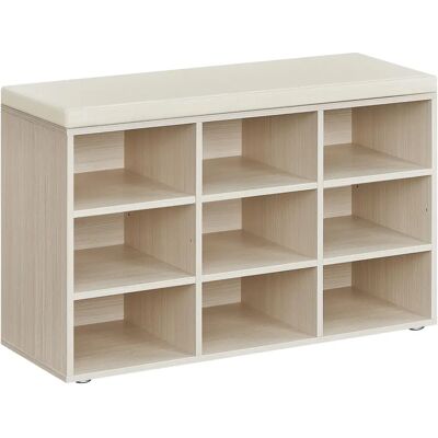 Banquette à Chaussures Beige avec 9 Compartiments - Rangement à Chaussures pour Entrée & Salon - Publicité Banquette à Chaussures Beige avec 9 Compartiments - Rangement à Chaussures pour Entrée & Salon - Publicité