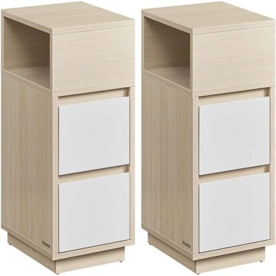 VASAGLE LET856N01 Nachttisch - 2 Schubladen, Weiß VASAGLE LET856N01 Nachttisch - 2 Schubladen, Weiß