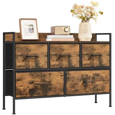 SONGMICS Commode vintage marron + noir encre en tissu - Rangement chambre - Publicité SONGMICS Commode vintage marron + noir encre en tissu - Rangement chambre - Publicité