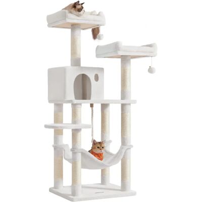 Arbre à chat Feandrea à deux niveaux - Tour avec grotte - Publicité Arbre à chat Feandrea à deux niveaux - Tour avec grotte - Publicité