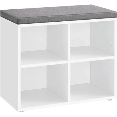 VASAGLE Schuhregal mit Sitzfläche, Wolkenweiß + Taubengrau / 4 Fächer - Schuhablage VASAGLE Schuhregal mit Sitzfläche, Wolkenweiß + Taubengrau / 4 Fächer - Schuhablage