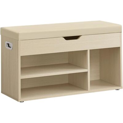 VASAGLE Schuhbank mit gepolsterter Sitzfläche - Naturbeige - 3 Fächer VASAGLE Schuhbank mit gepolsterter Sitzfläche - Naturbeige - 3 Fächer