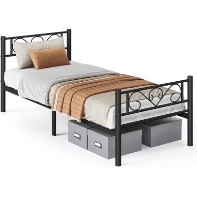 VASAGLE Bettgestell - 90x190cm - Metall - Schwarz VASAGLE Bettgestell - 90x190cm - Metall - Schwarz