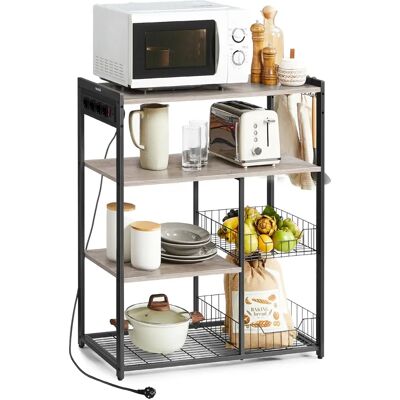 Scaffale Cucina con 2 Cestini, Stazione di Ricarica & Ganci - 35x80x93.5cm Scaffale Cucina con 2 Cestini, Stazione di Ricarica & Ganci - 35x80x93.5cm