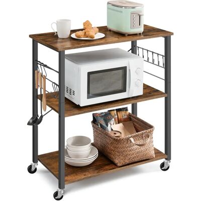 VASAGLE Dark Brown Industrial 3-Tier Kitchen Cart - Kitchen Shelf VASAGLE Dark Brown Industrial 3-Tier Kitchen Cart - Kitchen Shelf