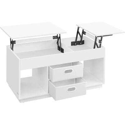 VASAGLE Table Basse avec Tiroirs et Compartiments, Neige Blanc - Publicité VASAGLE Table Basse avec Tiroirs et Compartiments, Neige Blanc - Publicité