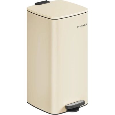 SONGMICS Poubelle de cuisine à pédale en acier - 30 L - Sandbeige SONGMICS Poubelle de cuisine à pédale en acier - 30 L - Sandbeige