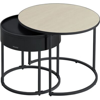 VASAGLE Set aus 2 stapelbaren Beistelltischen - Modern, Versteckter Stauraum, Wohnzimmer VASAGLE Set aus 2 stapelbaren Beistelltischen - Modern, Versteckter Stauraum, Wohnzimmer