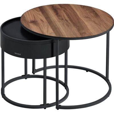 VASAGLE Set of 2 Round Side Tables - Modern Style - Hidden Storage - Top Tray VASAGLE Set of 2 Round Side Tables - Modern Style - Hidden Storage - Top Tray